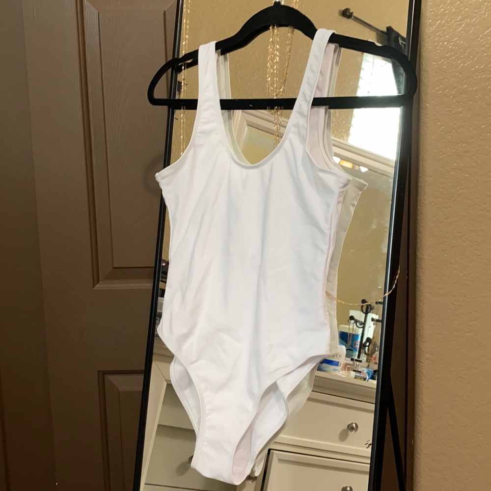 Small White Scoop Back Boohoo Swimsuit